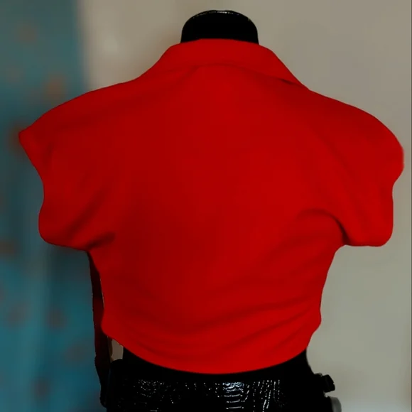 Wide Lapel Open Crop Top - Picture 4 of 5